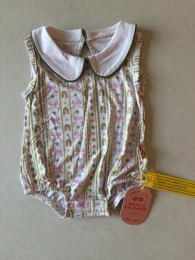 Bamboo Collared Baby Romper 3-6M NWT